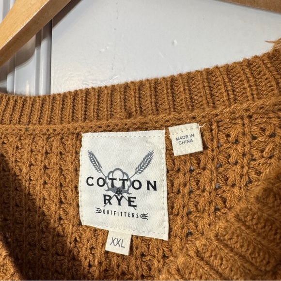 Cotton & Rye Texana Concho Brown Round Hem Crew Neck western Fringe sweater‎ XXL - Picture 2 of 14